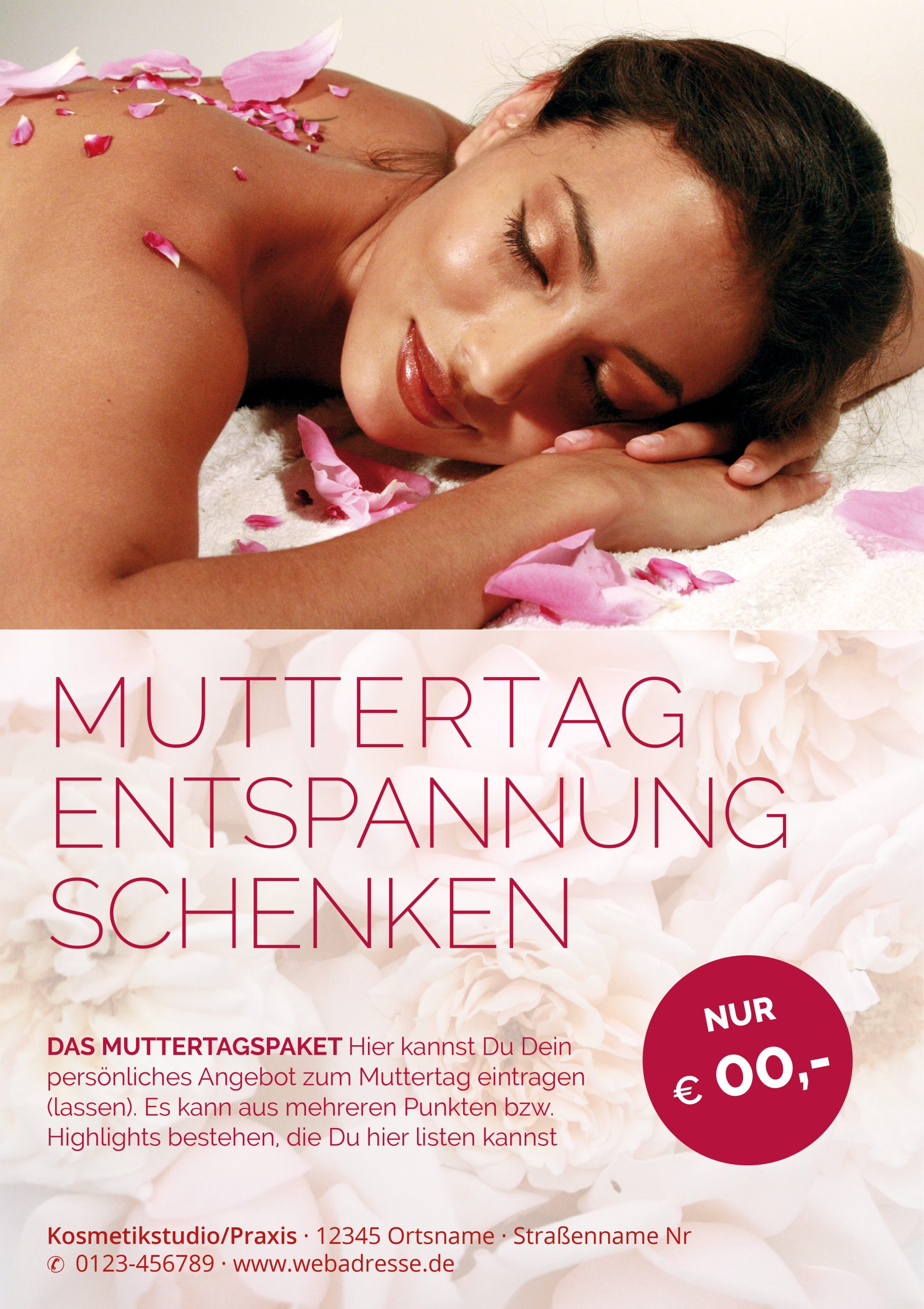 Plakat Muttertag Entspannung Angebot DINA1 Kosmetik, Massage