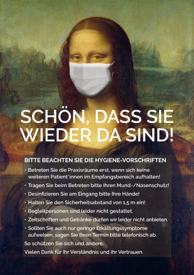 Plakat Coronal Regeln Mona Lisa patienten praxis