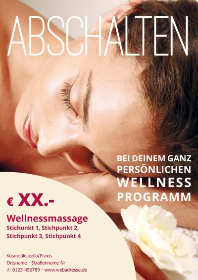 Plakat Wellness Abschalten Angebot Din A1 Kosmetik Massage