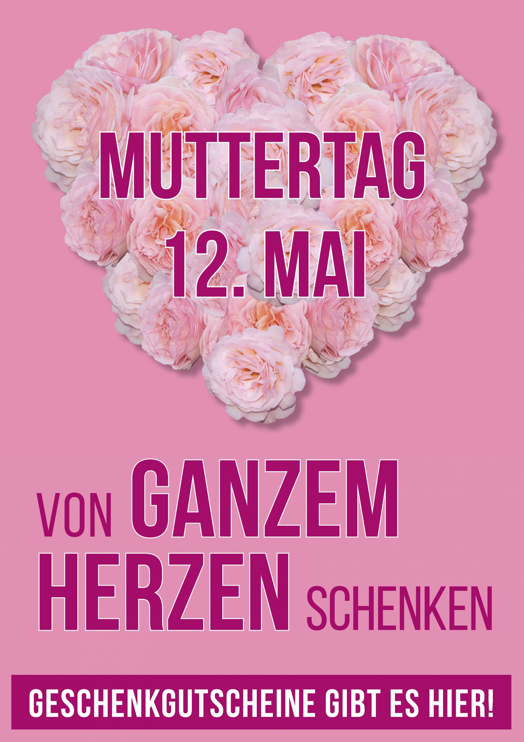 Plakat Muttertag Rosenherz DINA1 Kosmetik, Massage, Wellness